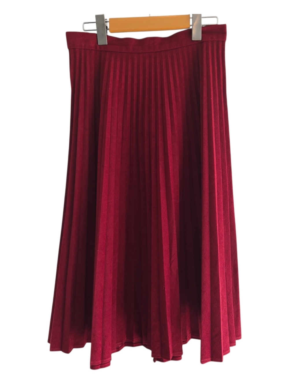 Vintage Burgundy Pleated Midi Skirt | Elegant Classic Wine Red/size/small